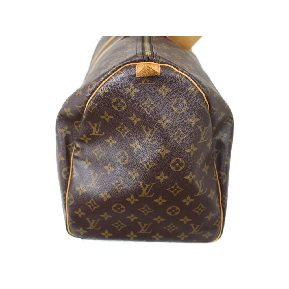 Louis Vuitton Canvas Beige Tan Bag Boston Brown Keepall Monogram - Picture 4 of 7